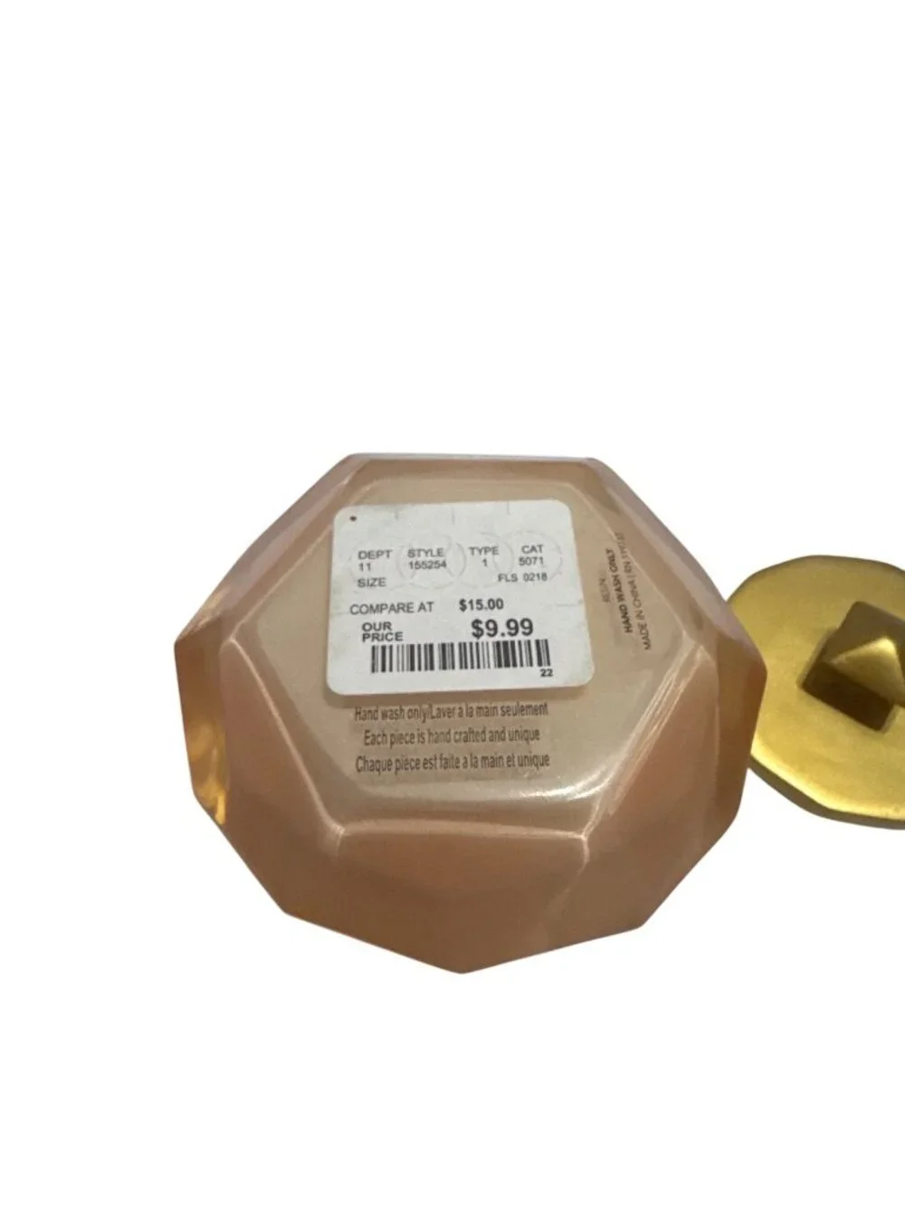 Envogue Peach Gold 3 Piece Bathroom Set Soap Dispenser Tray Storage Jar